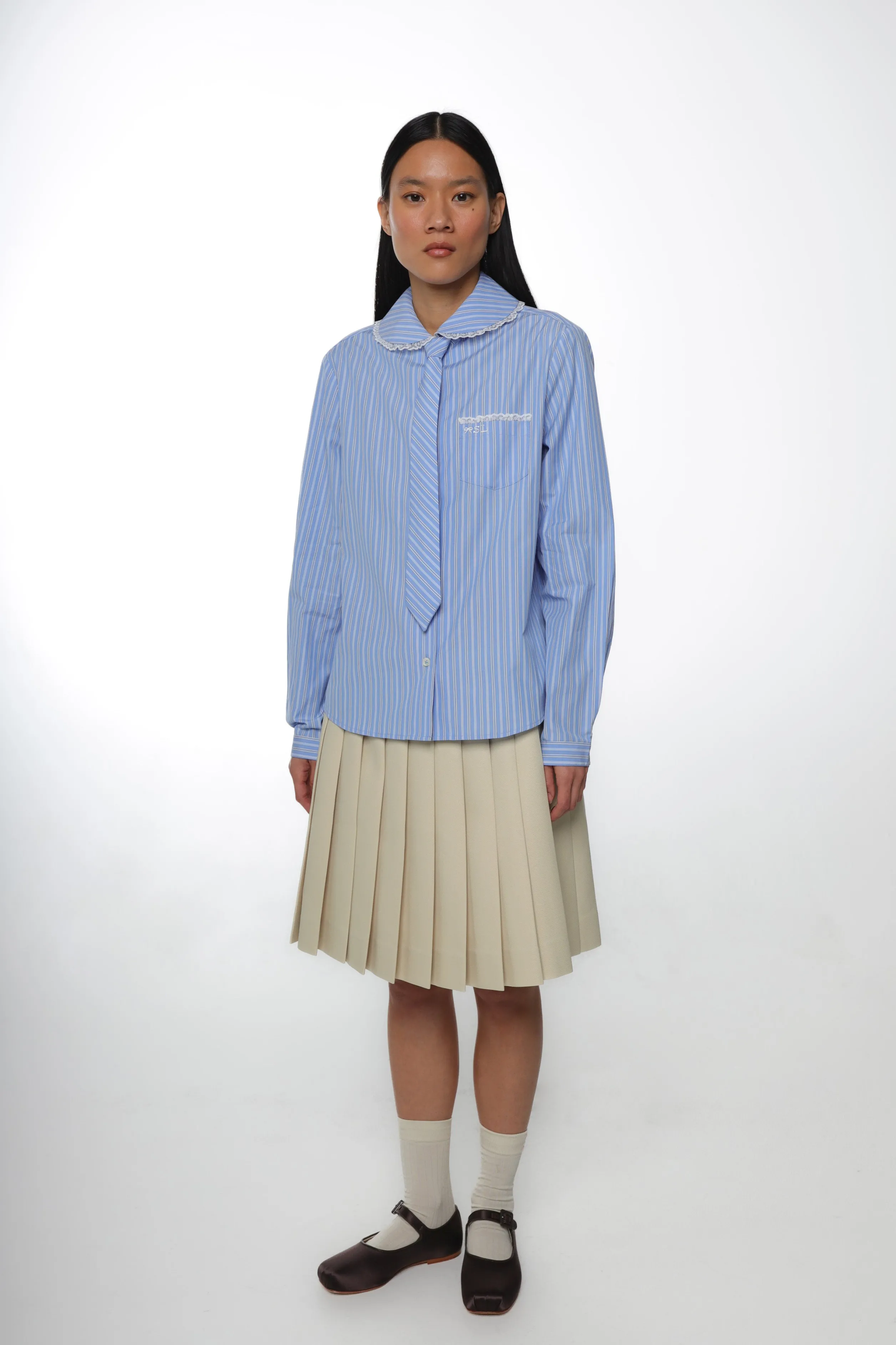 CARDIFF SHIRT IN LIGHT BLUE STRIPE>SANDY LIANG Store