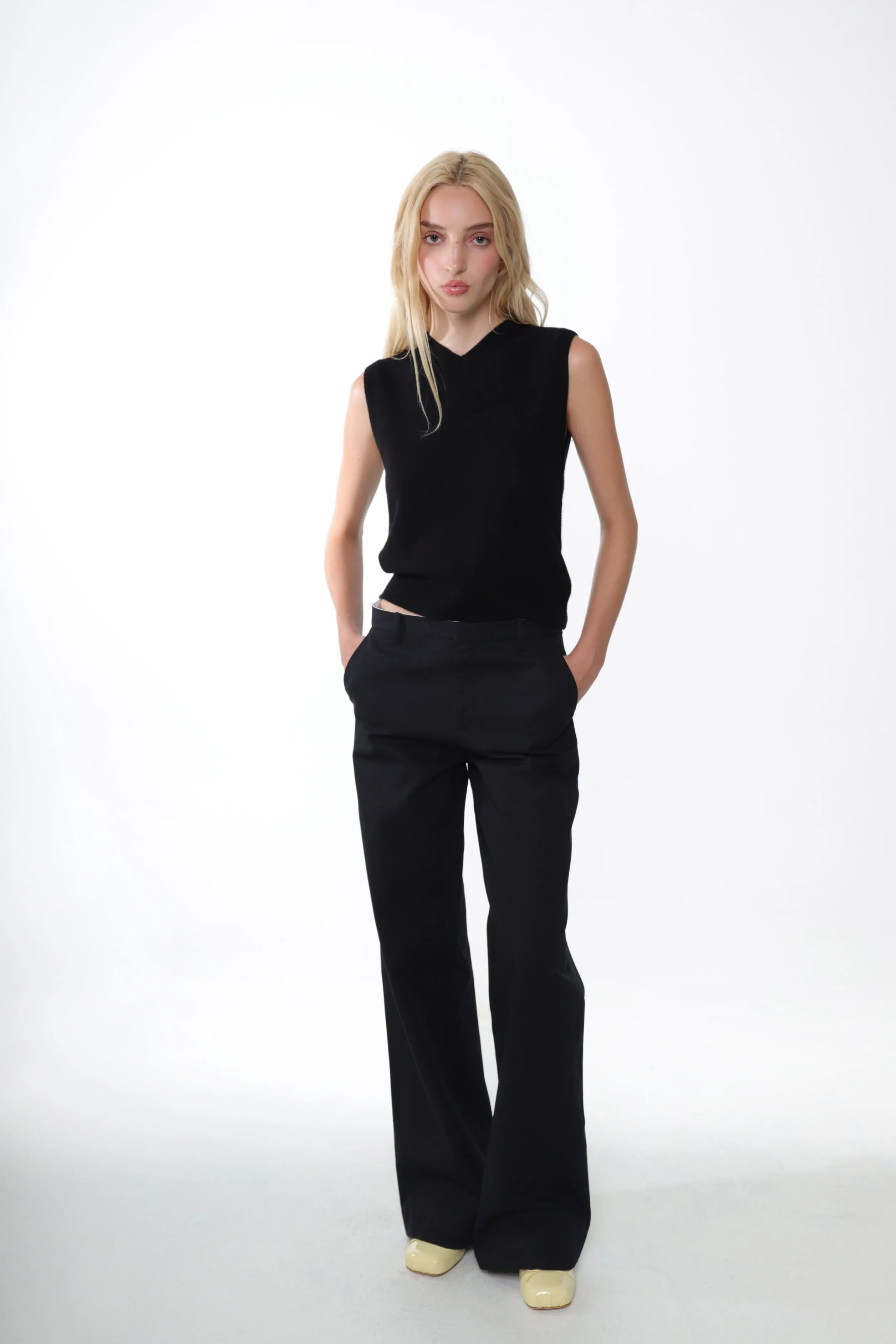 CASHMERE SHRUNKEN VEST IN BLACK>SANDY LIANG Cheap