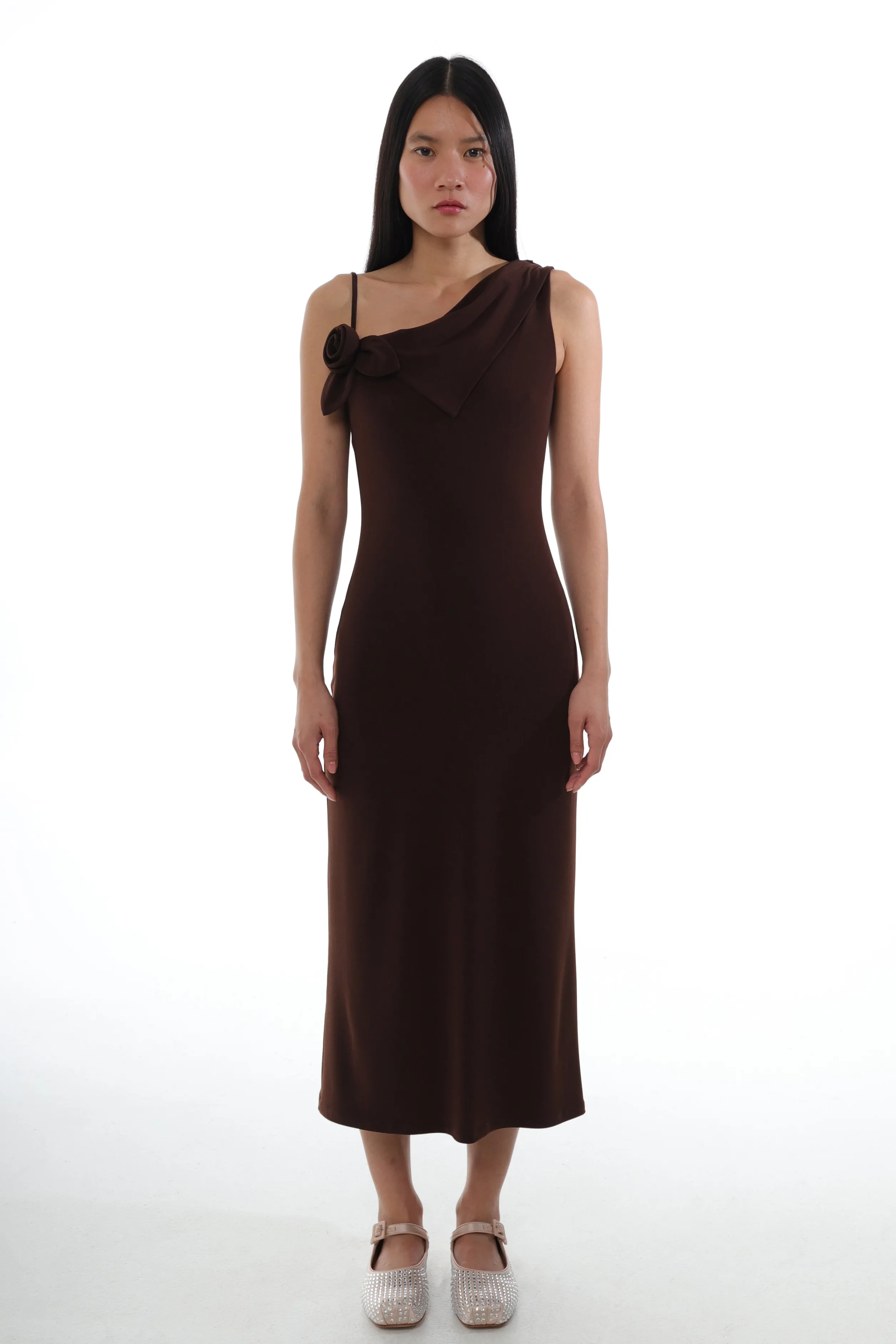 OTTER DRESS IN DARK BROWN>SANDY LIANG Online
