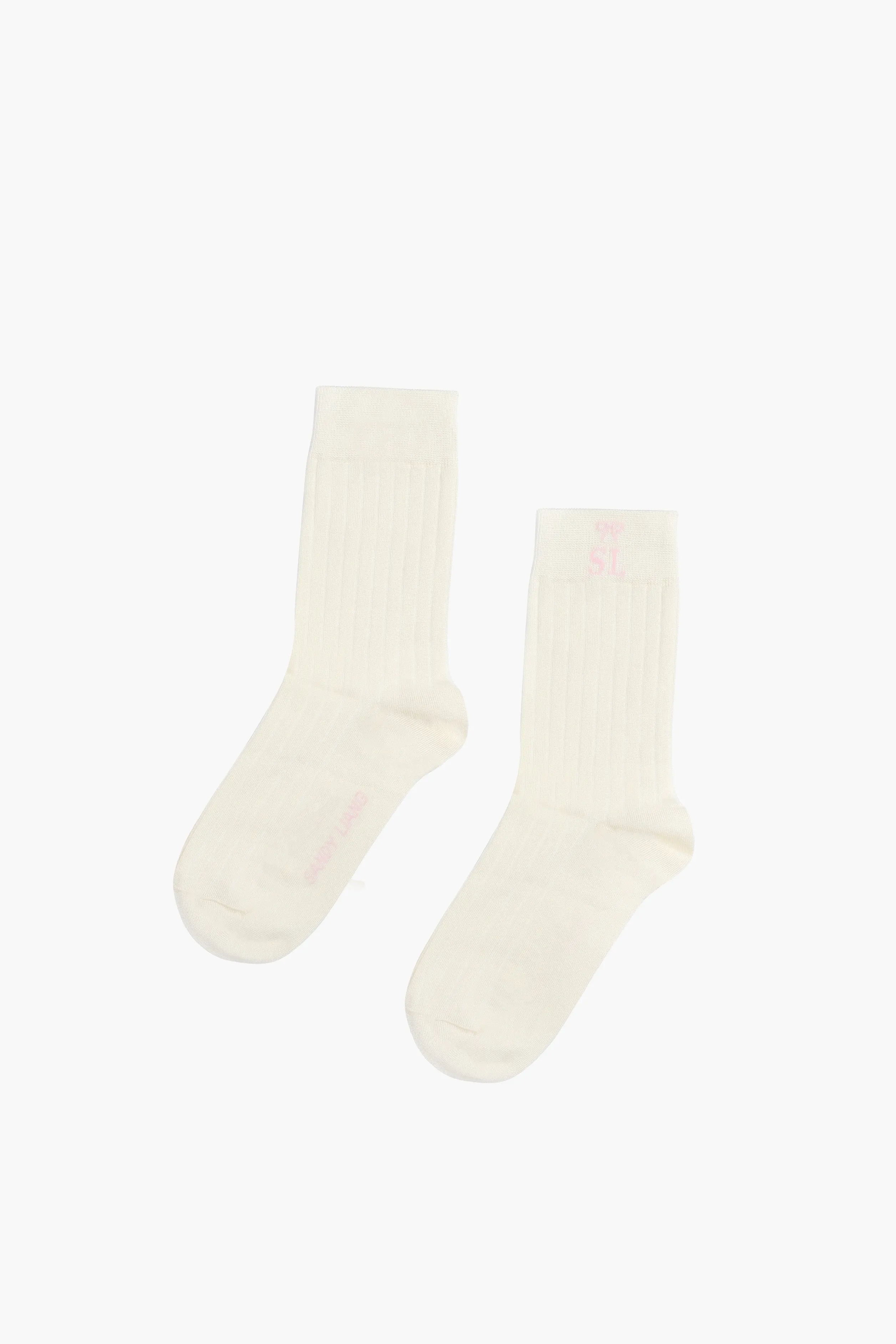 RIBBED MONOGRAM SOCK IN CREAM>SANDY LIANG Clearance