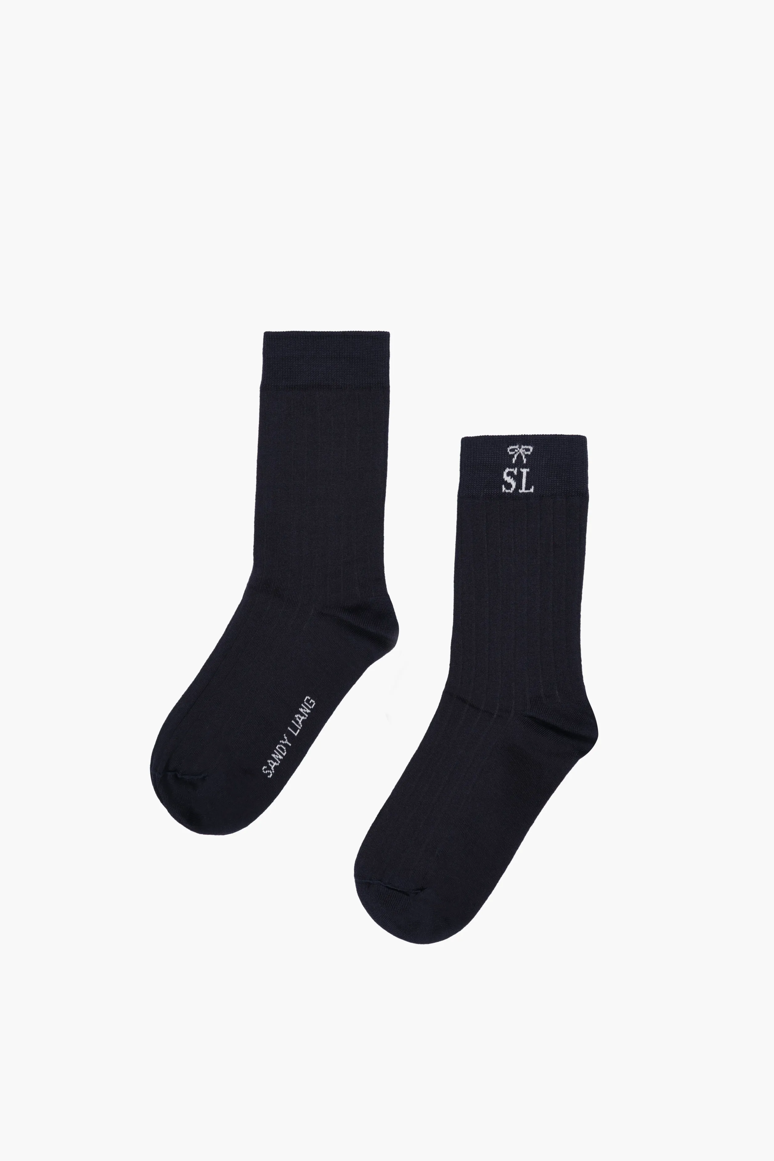 RIBBED MONOGRAM SOCK IN NAVY>SANDY LIANG Store