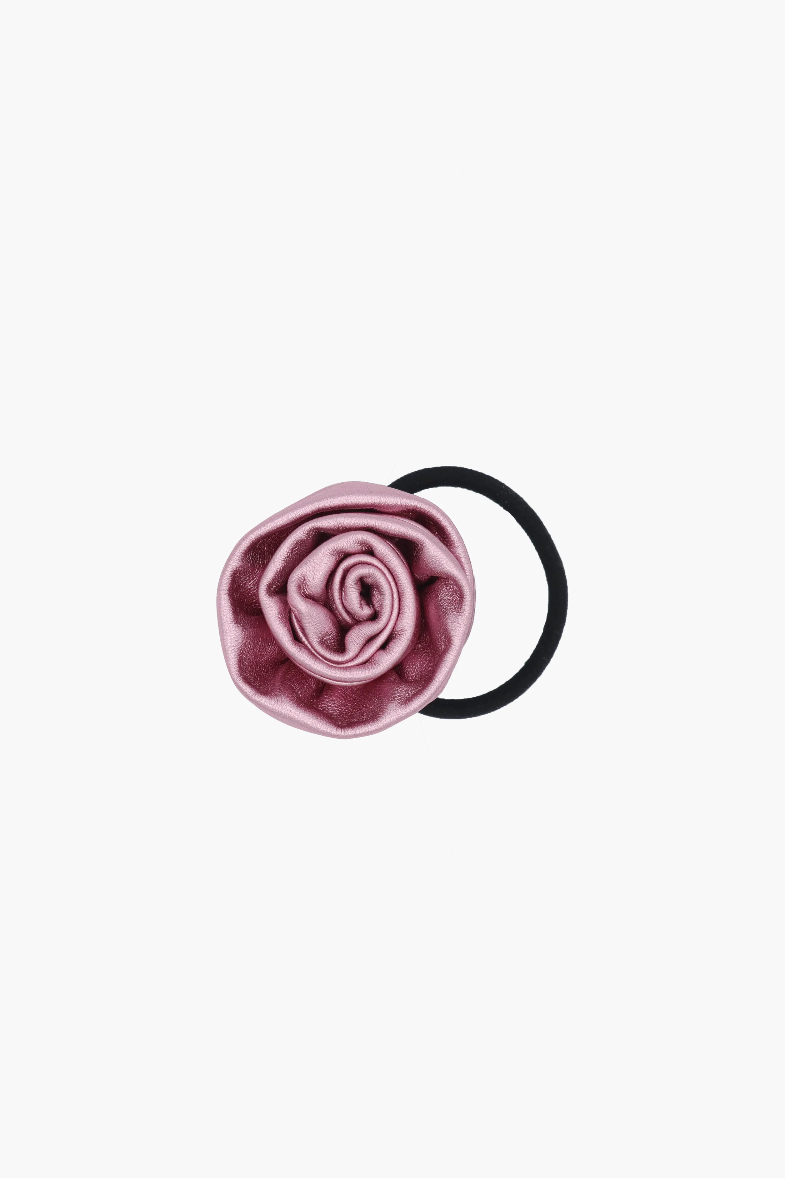 ROSETTE HAIR ELASTIC IN METALLIC PINK LEATHER>SANDY LIANG Hot
